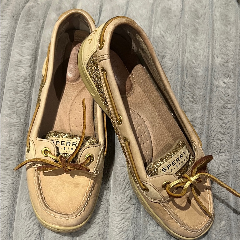Sperry Women's Cream and Gold Loafers